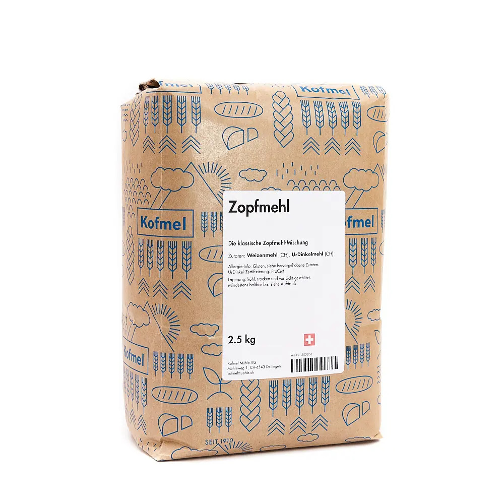 Kofmel Mühle Zopfmehl Packung Kraftpapier 2.5kg Packshot