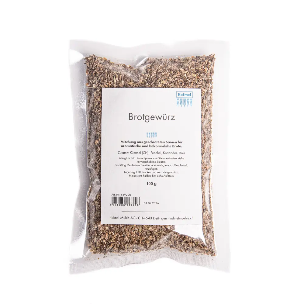 Brotgewürz grob geschrotet im 100g Beutel – Kümmel, Fenchel, Koriander, Anis grob geschrotet für würzige Brote