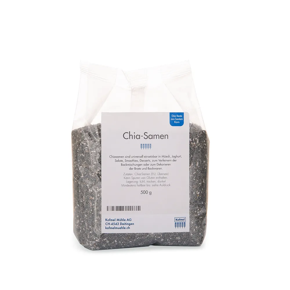 Chia Samen von Salvia hispanica in einem 500g Beutel  – geeignet für Backwaren, Müesli und Smoothies