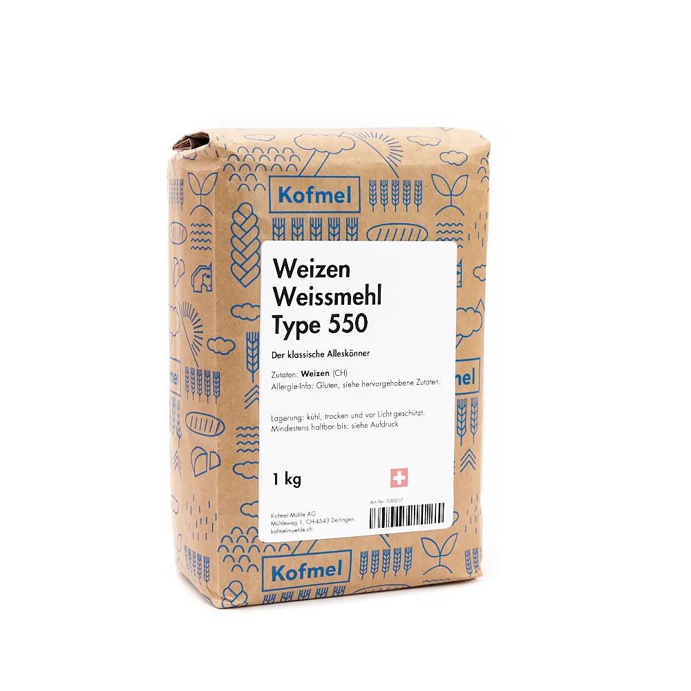 Weizen Weissmehl im 1kg Papierbeutel von der Kofmel Mühle