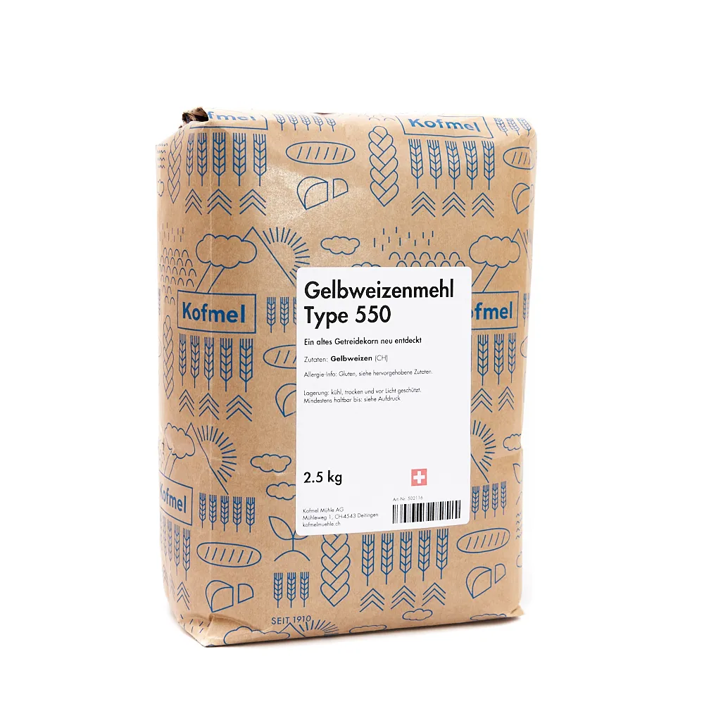 Gelbweizenmehl im 2.5kg Papierbeutel von der Kofmel Mühle